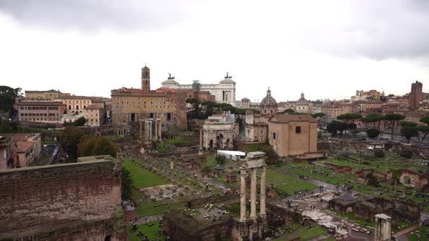 Vista Superior Roma Con Lugares Históricos — Vídeos de Stock