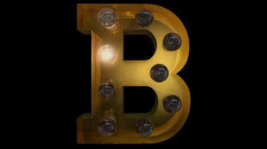Animated Gold  light bulb letters with 4 different blinking animations that can be looped and a separate alpha channel  B