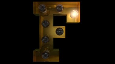 Animated Gold  light bulb letters with 4 different blinking animations that can be looped and a separate alpha channel  F
