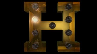 Animated Gold  light bulb letters with 4 different blinking animations that can be looped and a separate alpha channel  H