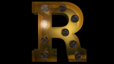 Animated Gold  light bulb letters with 4 different blinking animations that can be looped and a separate alpha channel  R