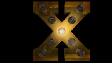 Animated Gold  light bulb letters with 4 different blinking animations that can be looped and a separate alpha channel  X