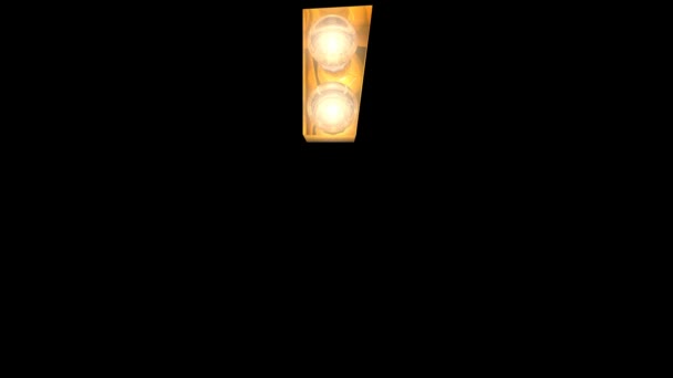 Анимированные Буквы Золотой Лампочки Различными Мигающими Анимациями Которые Могут Зациклены — стоковое видео