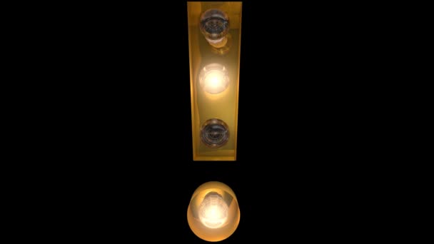Animated Gold Light Bulb Letters Different Blinking Animations Can Looped — ストック動画