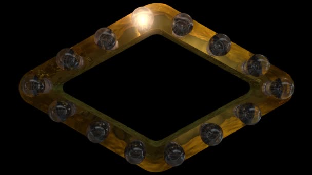 Animated Gold Light Bulb Frame Rhombus Different Blinking Animations Can — Stock Video