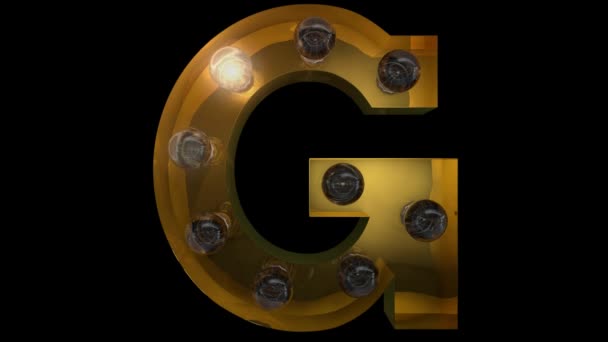 Animated Gold Light Bulb Letters Different Blinking Animations Can Looped — Stock Video