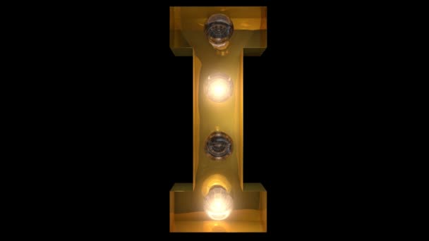 Мультипликационная Золотая Лампочка Буквы Различных Мигающих Анимации Которые Могут Зациклены — стоковое видео
