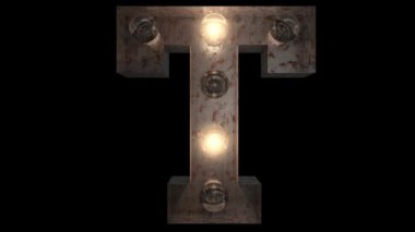 Animasyonlu paslı çelik yanıp sönen ampul harfleri 4 hafif animasyon döngüsü ve alfa kanalı T