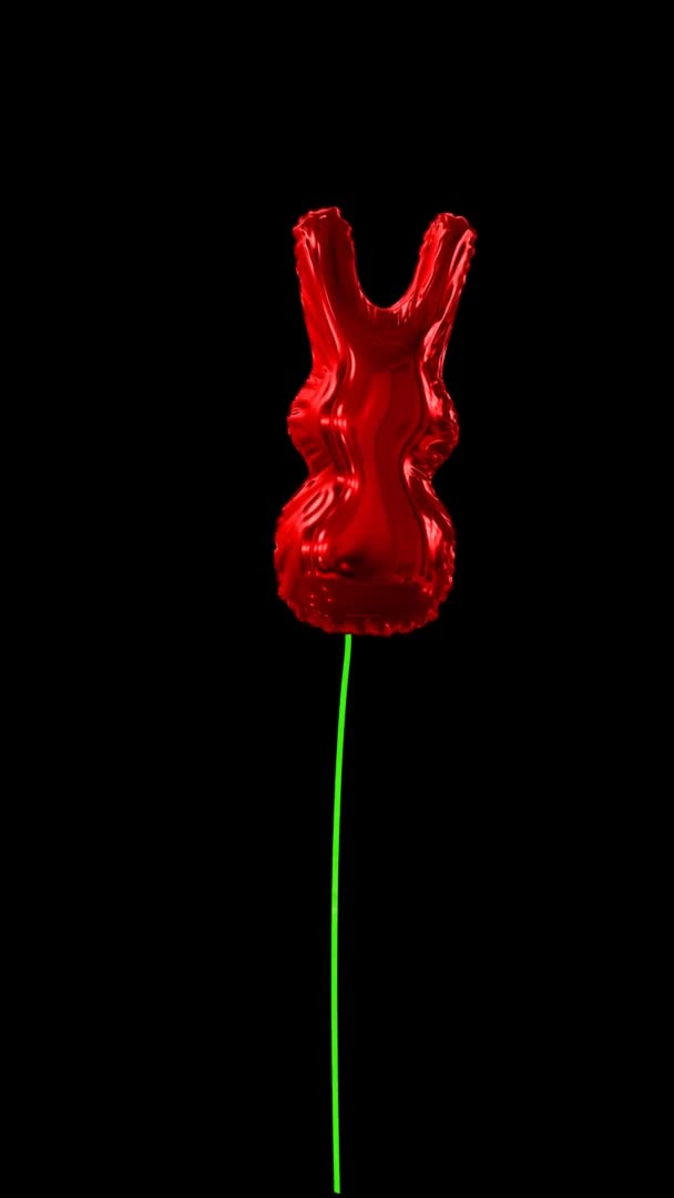 Анимированный Плавающий Воздушный Шар Кролик Динамической Струной Альфа — стоковое видео