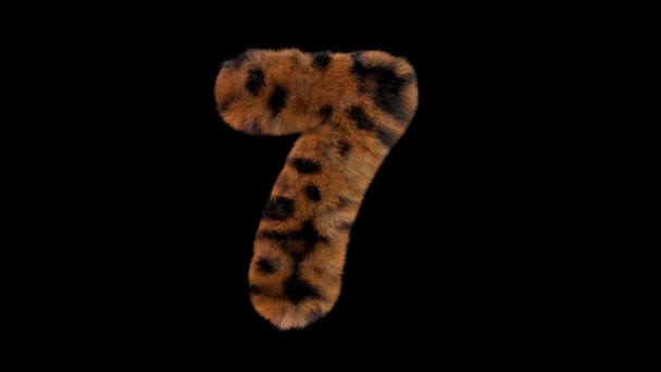 Animated Furry Hairy Zoo Leopard Text Typeface Alpha Channel — Stock Video