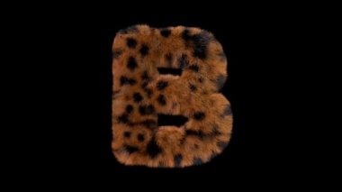 3D animasyon kürklü tüylü leopar yazı tipi alfa kanal B