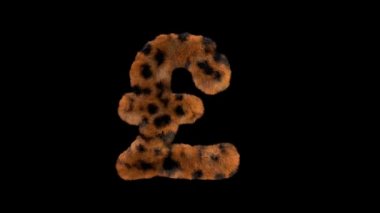 3D animasyon kürklü kıllı leopar yazı tipi alfa kanal Gbp