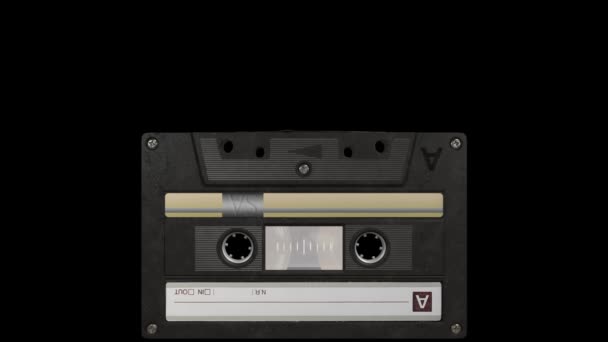 Geanimeerde Zwarte Audio Cassette Met Tape Animatie Reageert Soorten Bps — Stockvideo