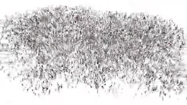 Анимация Людей Собирающихся Толпу Формирующих Шерсть Собирается Вместе — стоковое видео