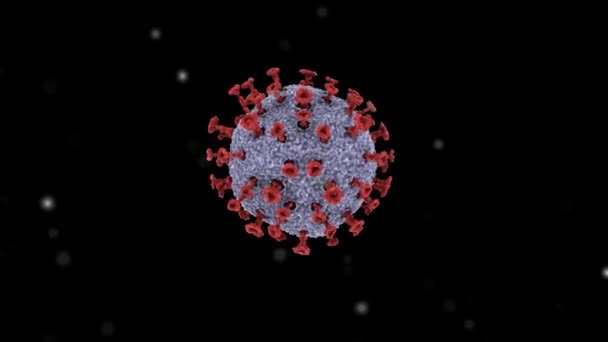 Celda Virus Corona Única Flotando Alrededor Animación Con Canal Alfa — Vídeo de stock