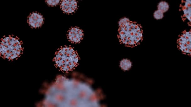 Animation Mehrerer Coronavirus Zellen Die Mit Einem Separaten Alphakanal Vorbeiziehen — Stockvideo