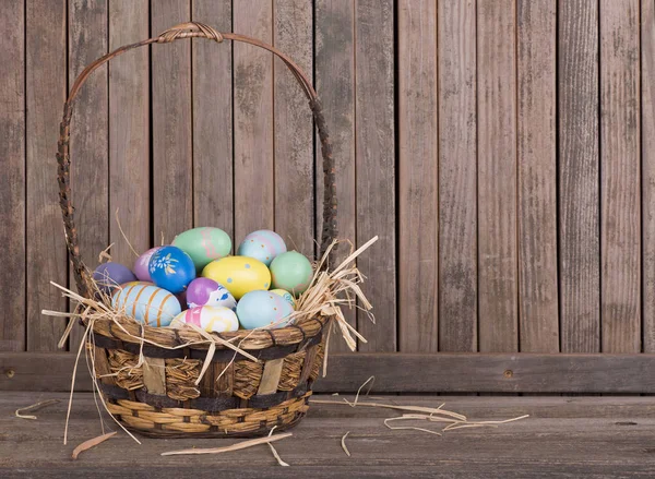 Easter Eggs in a Basket — Stock Photo, Image