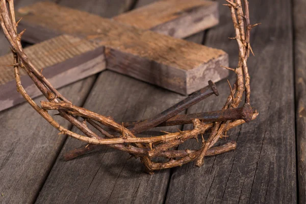 Crown of Thorns and Nails Closeup — Stock Photo, Image