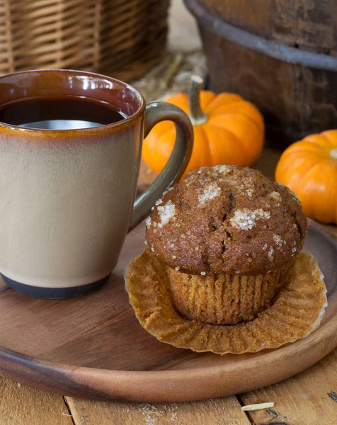 Pompoen Muffin en koffie — Stockfoto