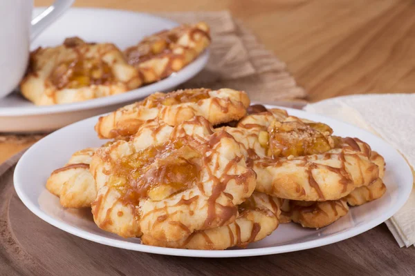 Piatto di Apple Caramel Cookies Coseup — Foto Stock