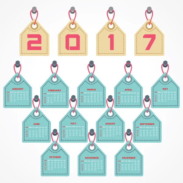 Creatief Nieuwjaar kalender voor 2017 — Stockvector