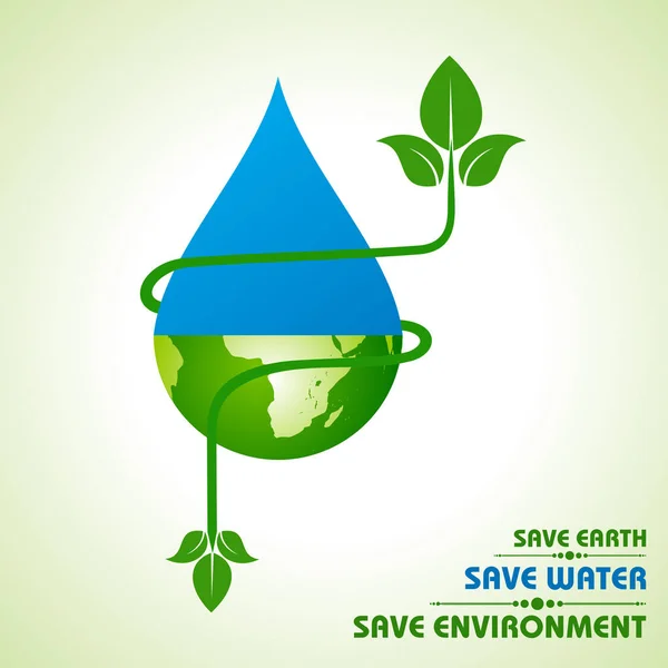 Salvar conceito de terra, água e meio ambiente — Vetor de Stock