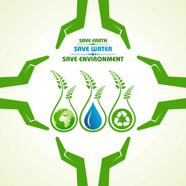 Save earth,water and environment concept — Stock Vector