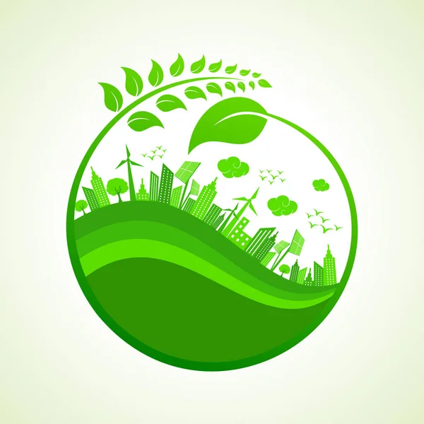 Save Nature Concept con Ecocity — Vector de stock