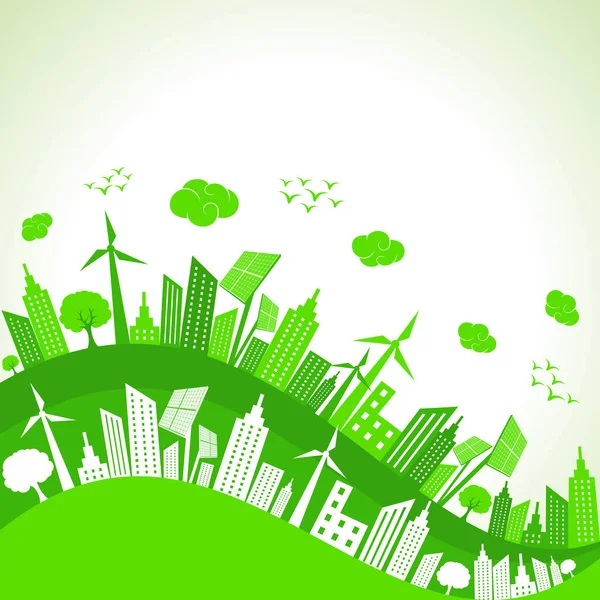Natuur Concept opslaan met Ecocity — Stockvector
