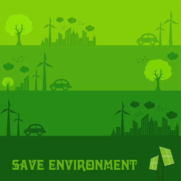 Save Nature Concept with Ecocity — Stock Vector