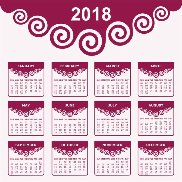 2018 kalender voor Nieuwjaar viering — Stockvector