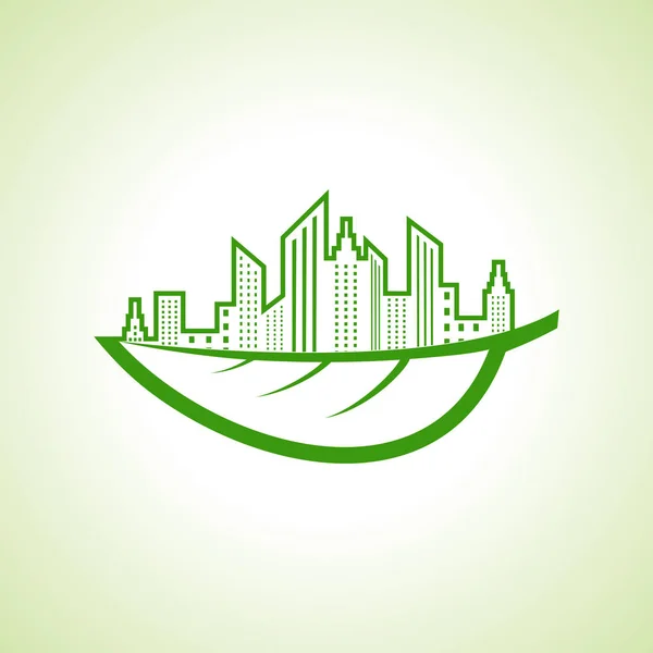 Spara natur och ekologi koncept med eco cityescape — Stock vektor