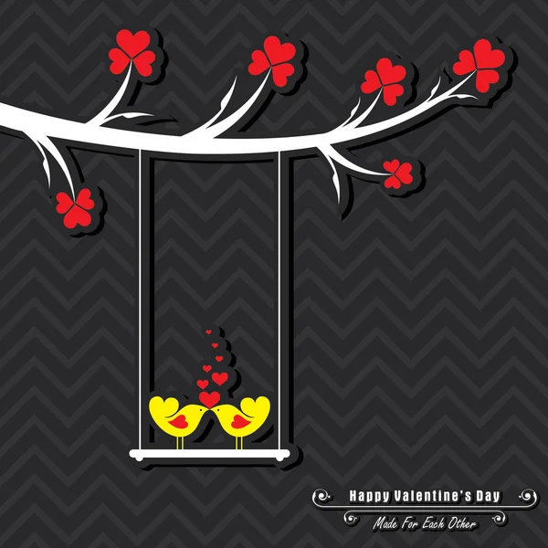 Valentine kort med söta fåglar illustration — Stock vektor