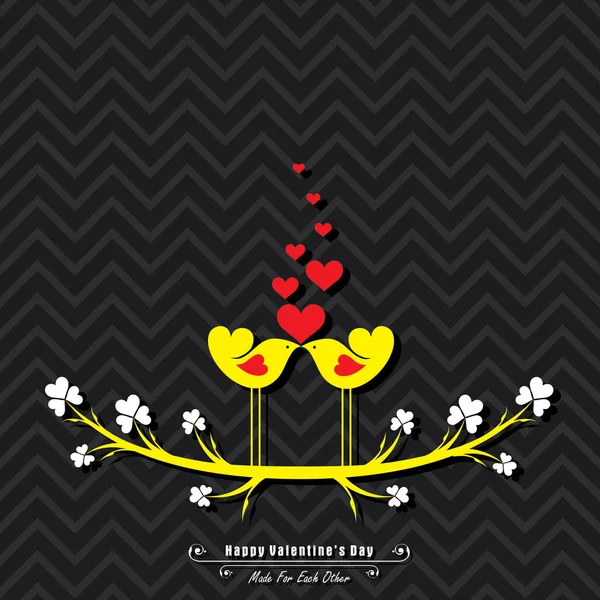 Valentine kort med söta fåglar illustration — Stock vektor