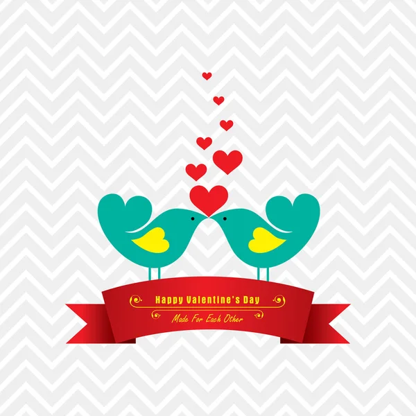 Valentine card with cute birds illustration — Stock Vector