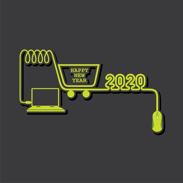 Illustratie van de begroeting voor het nieuwe jaar 2020 — Stockvector