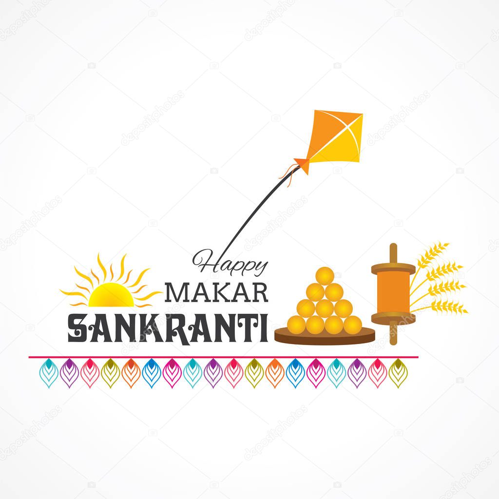 Illustration of greeting for Makar Sankranti Festival