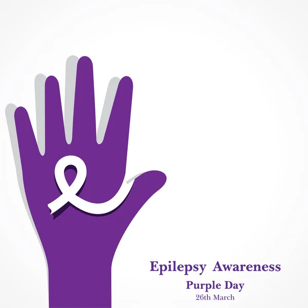 世界てんかんの日 紫の日 のベクトルイラスト Epilepsy Awarness March 紫色のリボン — ストックベクタ