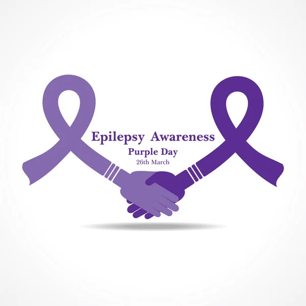 世界てんかんの日 紫の日 のベクトルイラスト Epilepsy Awarness March 紫色のリボン — ストックベクタ
