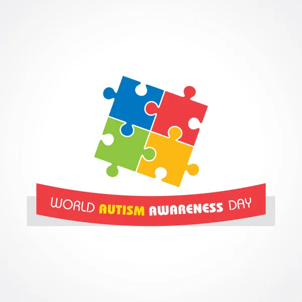 Journée Mondiale Sensibilisation Autisme Avec Des Puzzles Colorés Fond Vectoriel — Image vectorielle