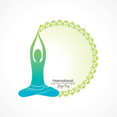 Vector Illustration of International Yoga Day - 21 June , different poses clipart