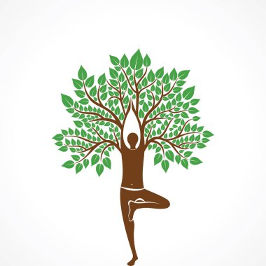 Uluslararası Yoga Gününün Vektör İllüstrasyonu - 21 Haziran, farklı pozlar