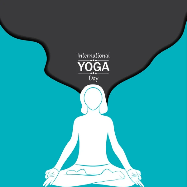 Ilustração Vetorial Dia Internacional Yoga Junho Poses Diferentes — Vetor de Stock
