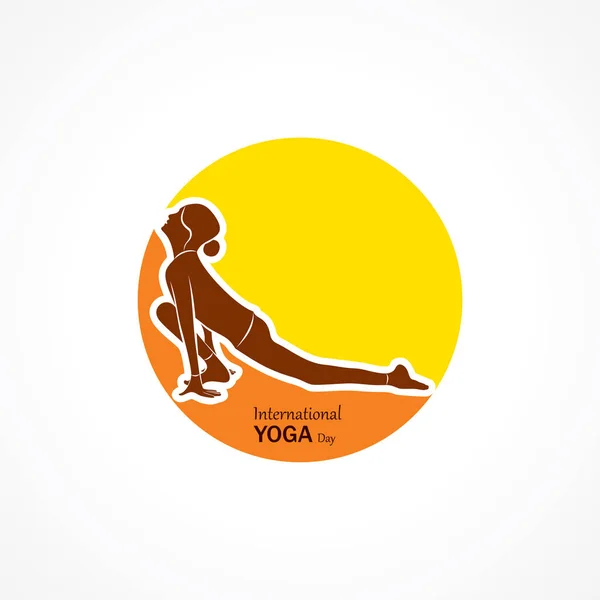 Illustrazione Vettoriale Della Giornata Internazionale Dello Yoga Giugno Diverse Pose — Vettoriale Stock