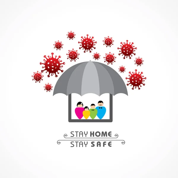 Vector Illustration Stay Home Stay Safe Concept — Stock Vector
