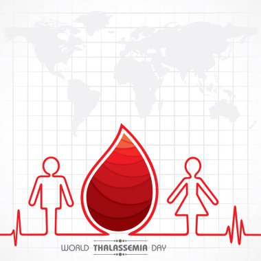 Thalassemia Günü teması üzerine vektör illüstrasyonu her yıl 8 Mayıs 'ta gözlemlenir. Thalassemias düşük hemoglobin üretimiyle karakterize kan bozukluklarıdır.