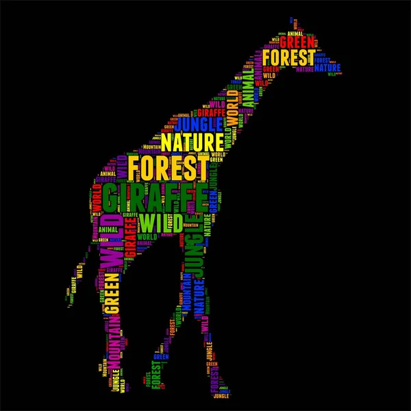 Giraffe Typography word cloud colorful Vector illustration — Stock Vector