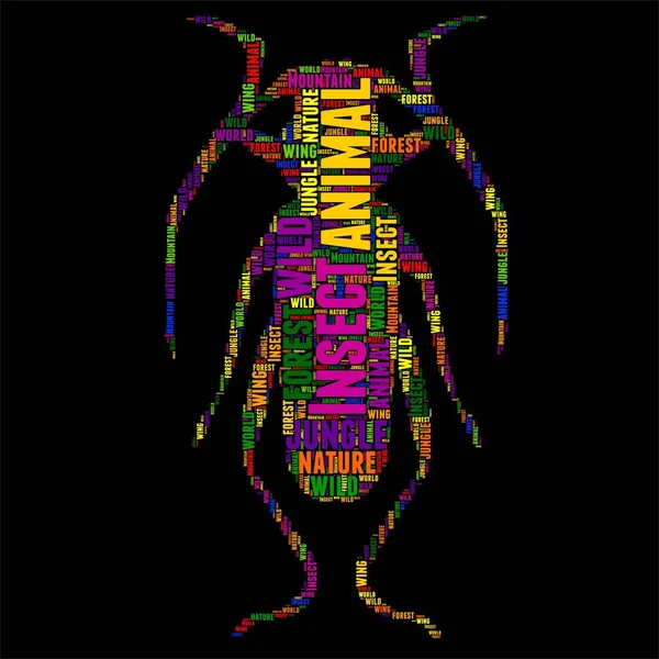 Tipografía de insectos palabra nube colorido Vector ilustración — Archivo Imágenes Vectoriales