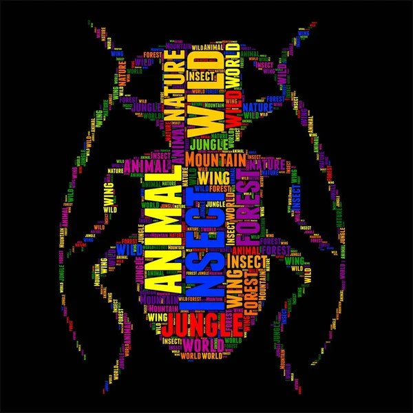 Tipografía de insectos palabra nube colorido Vector ilustración — Archivo Imágenes Vectoriales