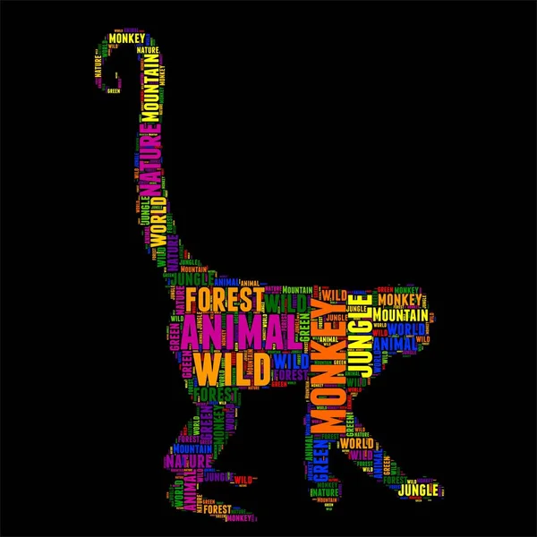 Monkey Typography word cloud colorful Vector illustration — Stock Vector